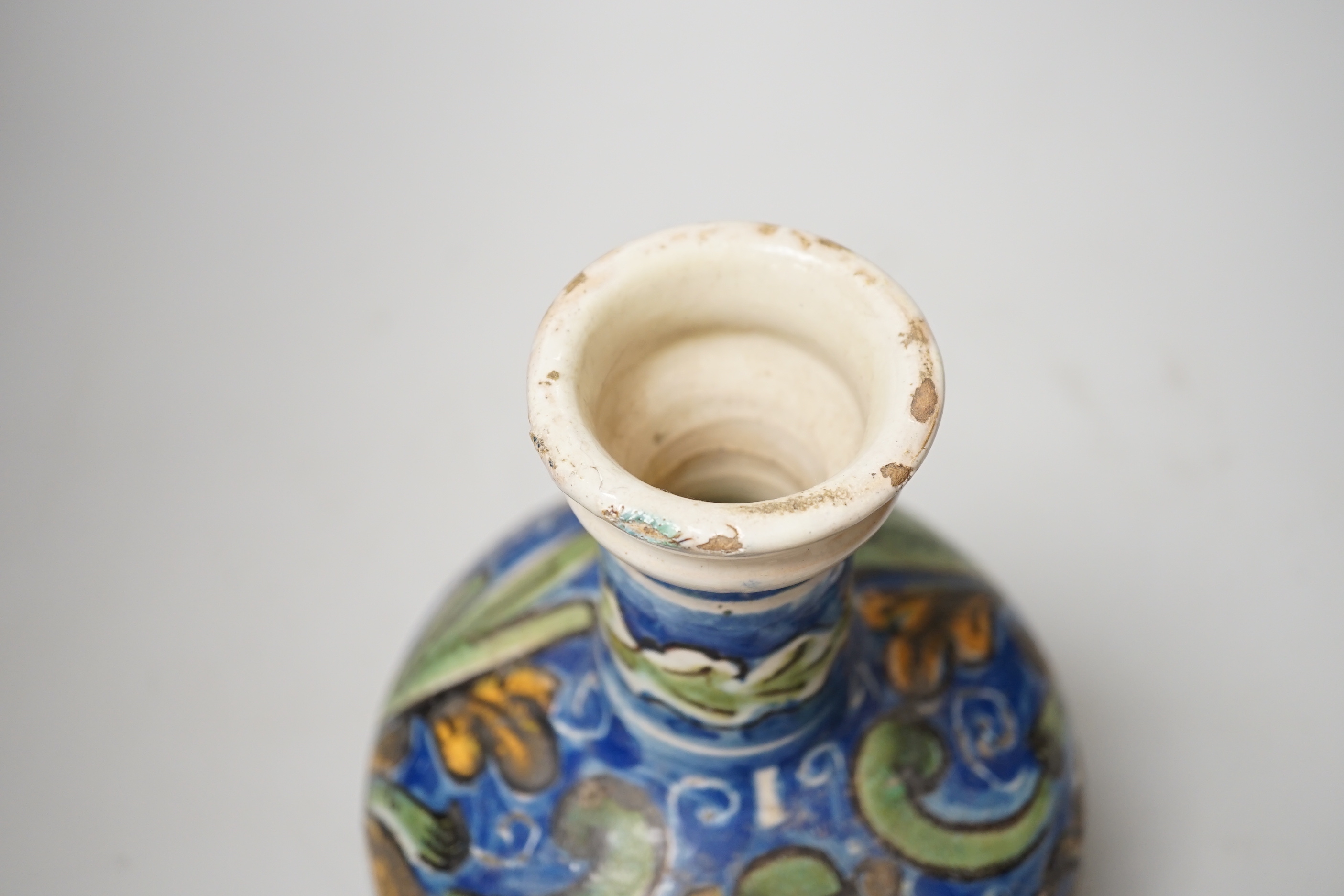 A Southern European vase, tin glazed, 22cm